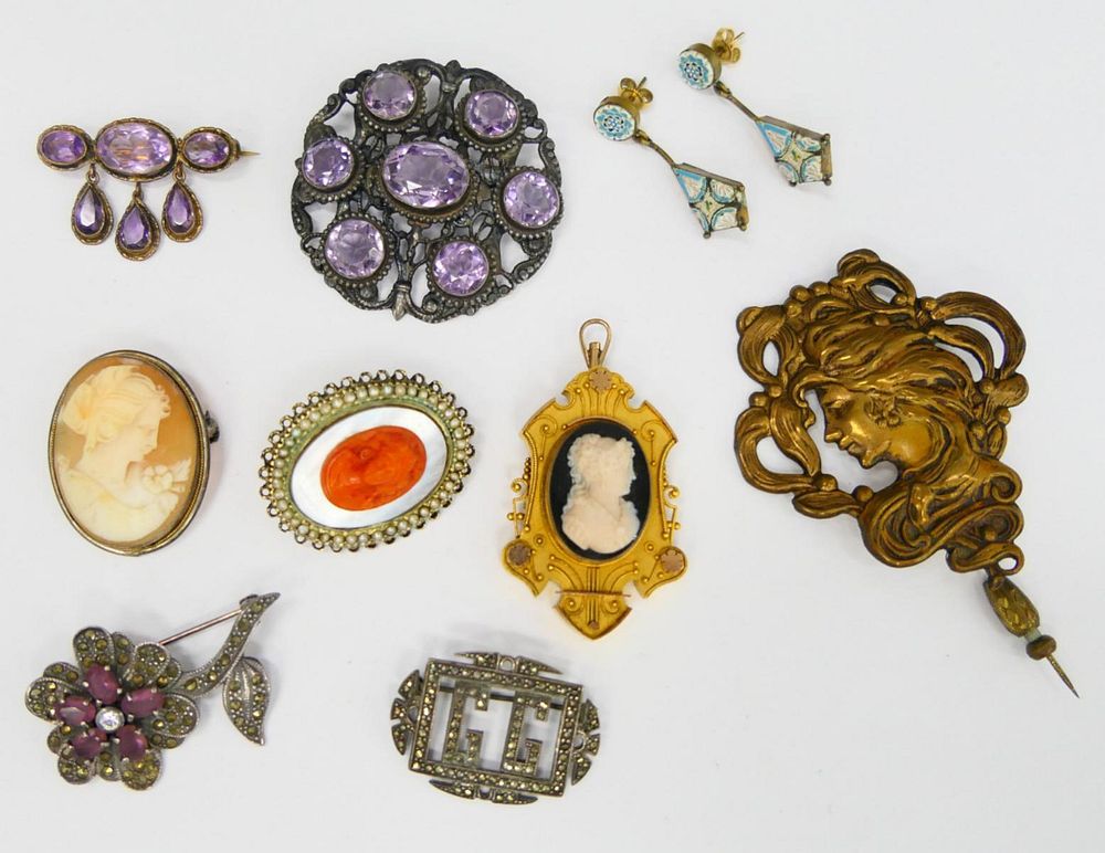 Appraisal: FABULOUS LOT OF ANTIQUE JEWELRY AND SOME SILVER To include