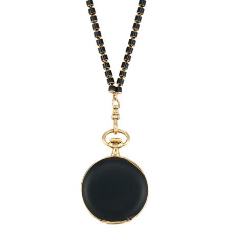 Appraisal: Gold and Black Enamel Chain with Pendant-Watch Tiffany Co Estimate