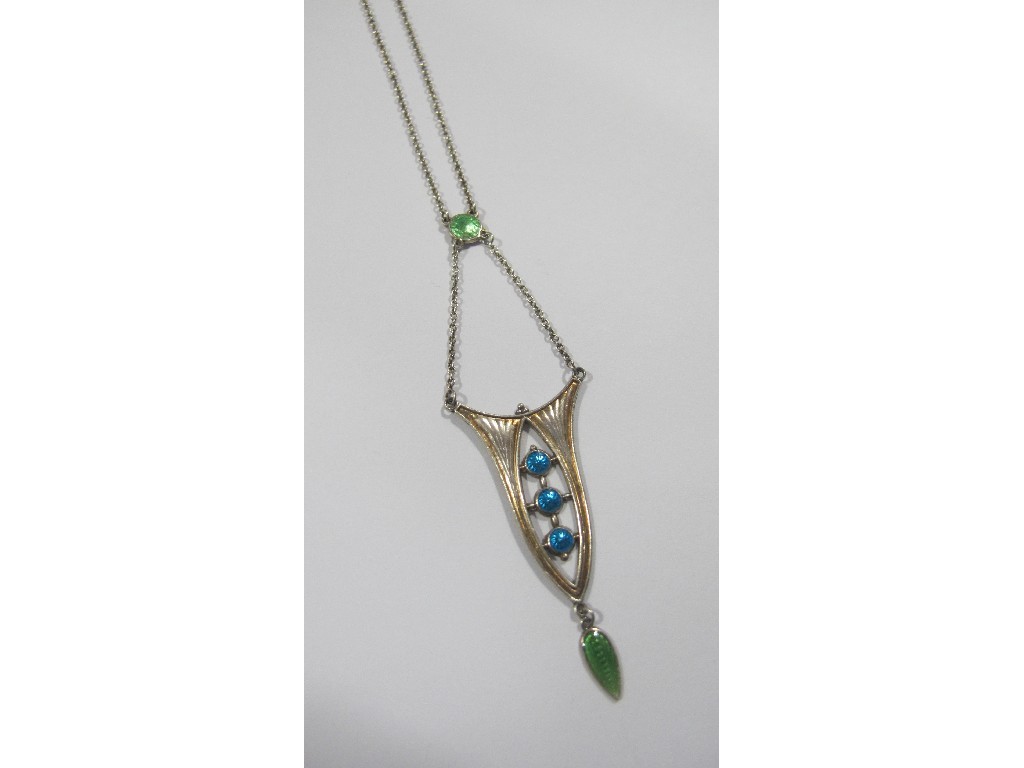 Appraisal: Art Nouveau silver and enamel pendant necklace by Charles Horner