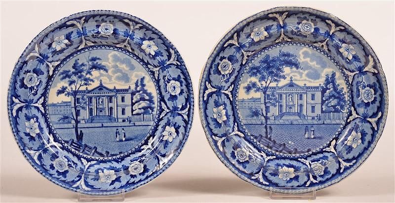 Appraisal: Two Historical Staffordshire Blue Transfer Plates Two Historical Staffordshire Blue