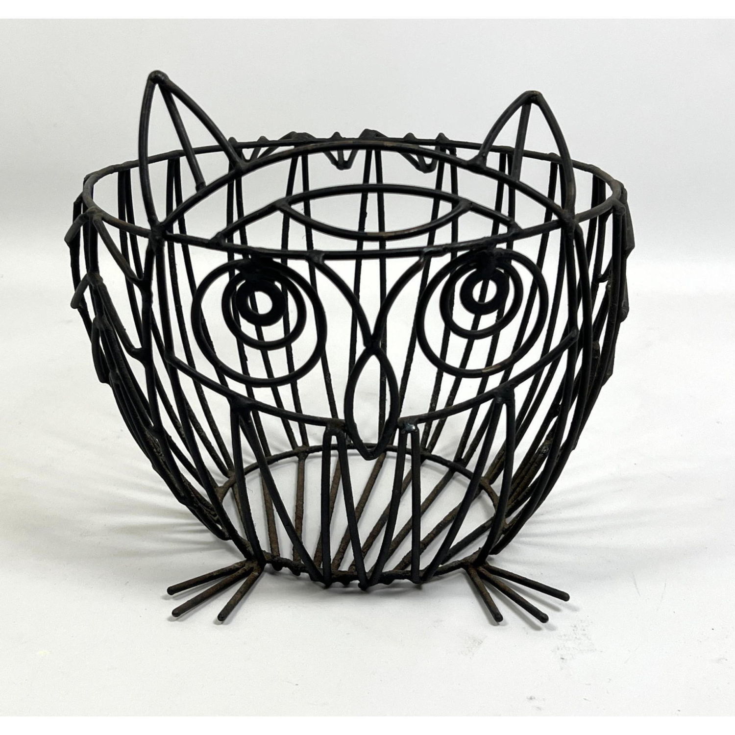 Appraisal: JOHN H RISLEY Wire Basket Owl Sculpture Dimensions H inches