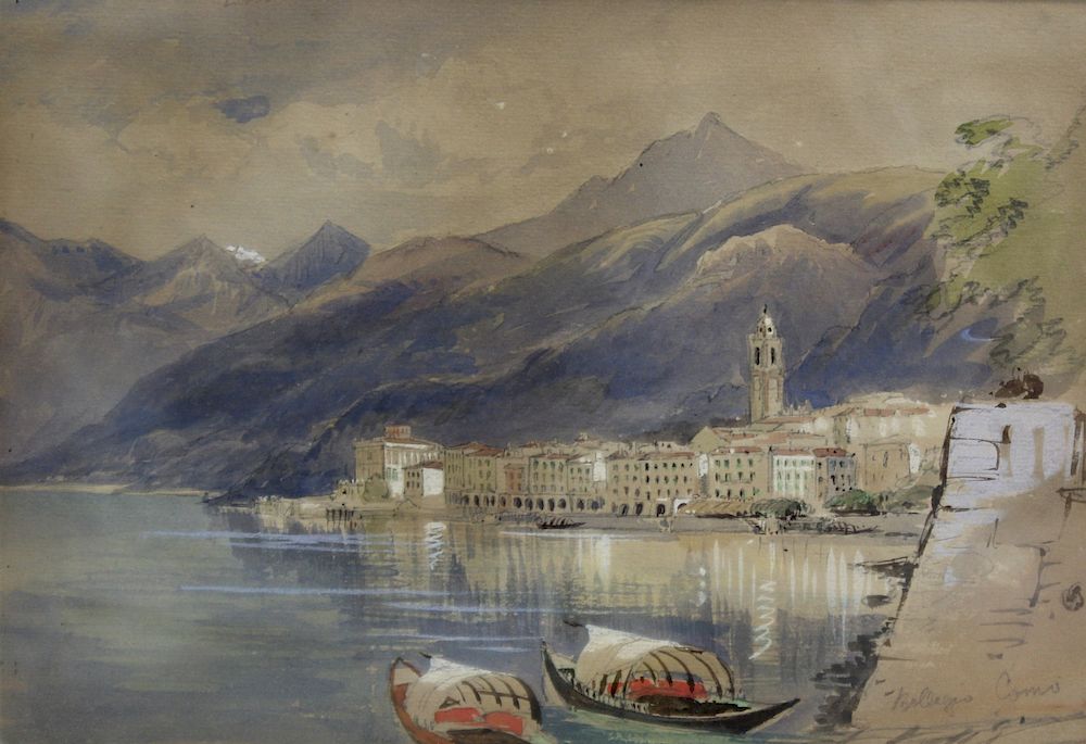 Appraisal: JAMES HOLLAND Watercolor Bellagio Como Labels verso and from a