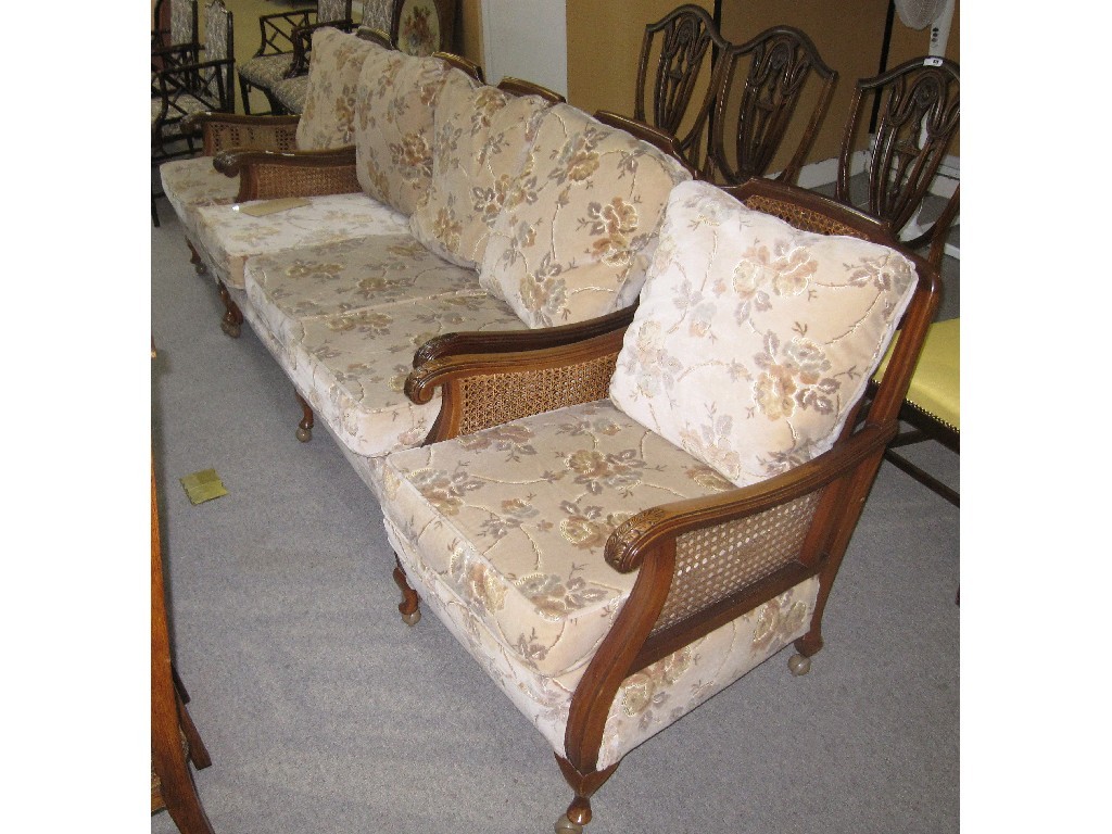 Appraisal: Three piece bergere lounge suite