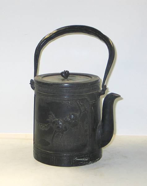 Appraisal: An iron tetsubin Meiji Period Of slightly conical form cast