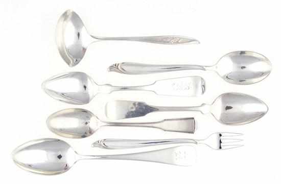 Appraisal: American silver flatware set of coin silver teaspoons L ''