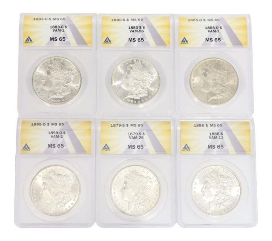 Appraisal: lot of Morgan Silver Dollars each graded MS- by ANACS