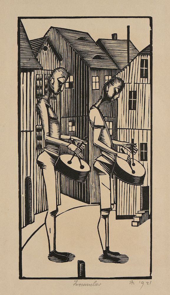 Appraisal: GERHARD MARCKS German - A WOODCUT Der Trommler The Drummer