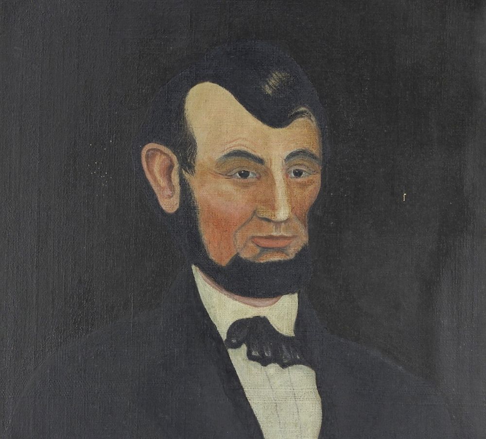 Appraisal: C Abraham Lincoln Folk Art O C Portrait Painting United