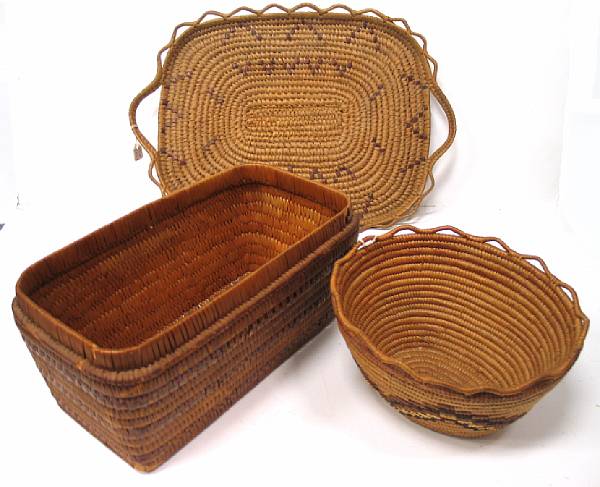 Appraisal: Three Salish basketry items length - in