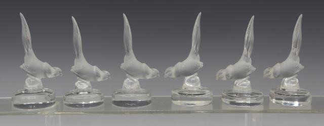 Appraisal: lot of French Lalique art crystal pheasant form place card