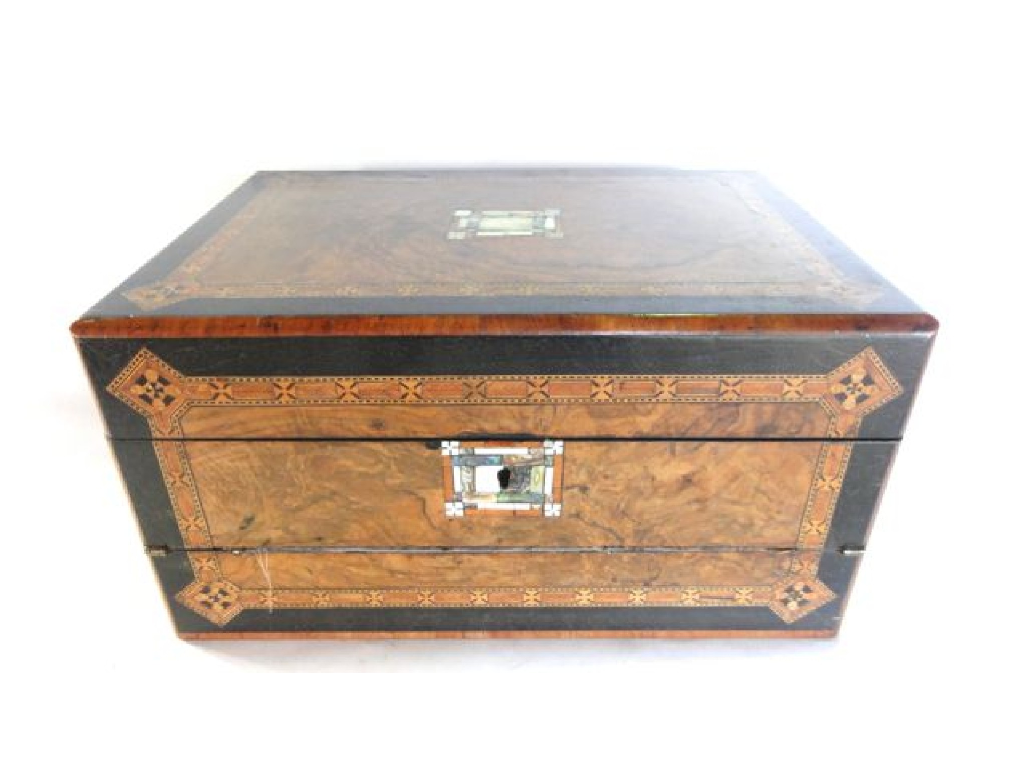 Appraisal: A good quality th century travelling box principally in walnut