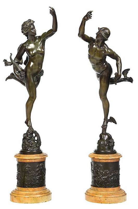 Appraisal: Two Grand Tour Bronzes after Giambologna French th century Mercury