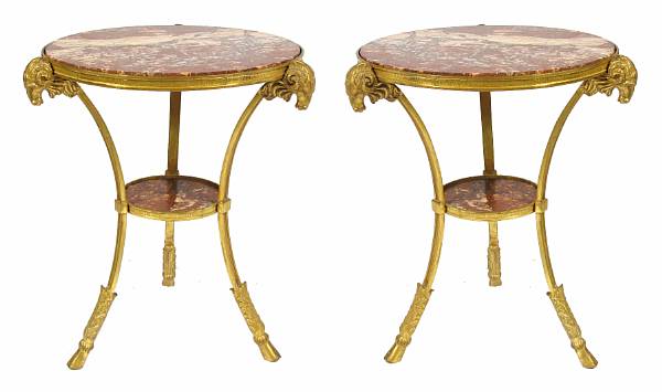 Appraisal: A pair of Louis XVI style gilt bronze and marble