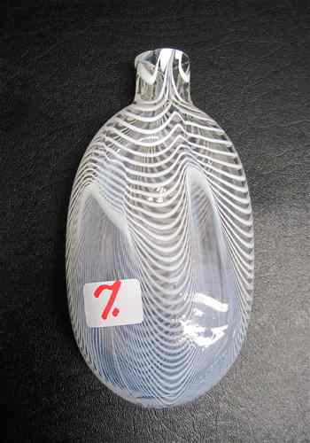 Appraisal: A BRITISH NAILSEA ART GLASS FLASK with curved ''loopings'' of