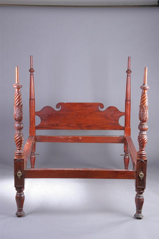 Appraisal: AMERICAN EMPIRE MAHOGANY FOUR-POST BED mid- th century circa -