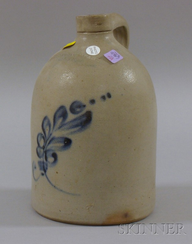 Appraisal: Taft Company Keene N H Cobalt Floral Decorated Stoneware Jug