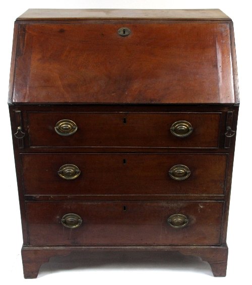 Appraisal: A th Century mahogany bureau the fall front enclosing a