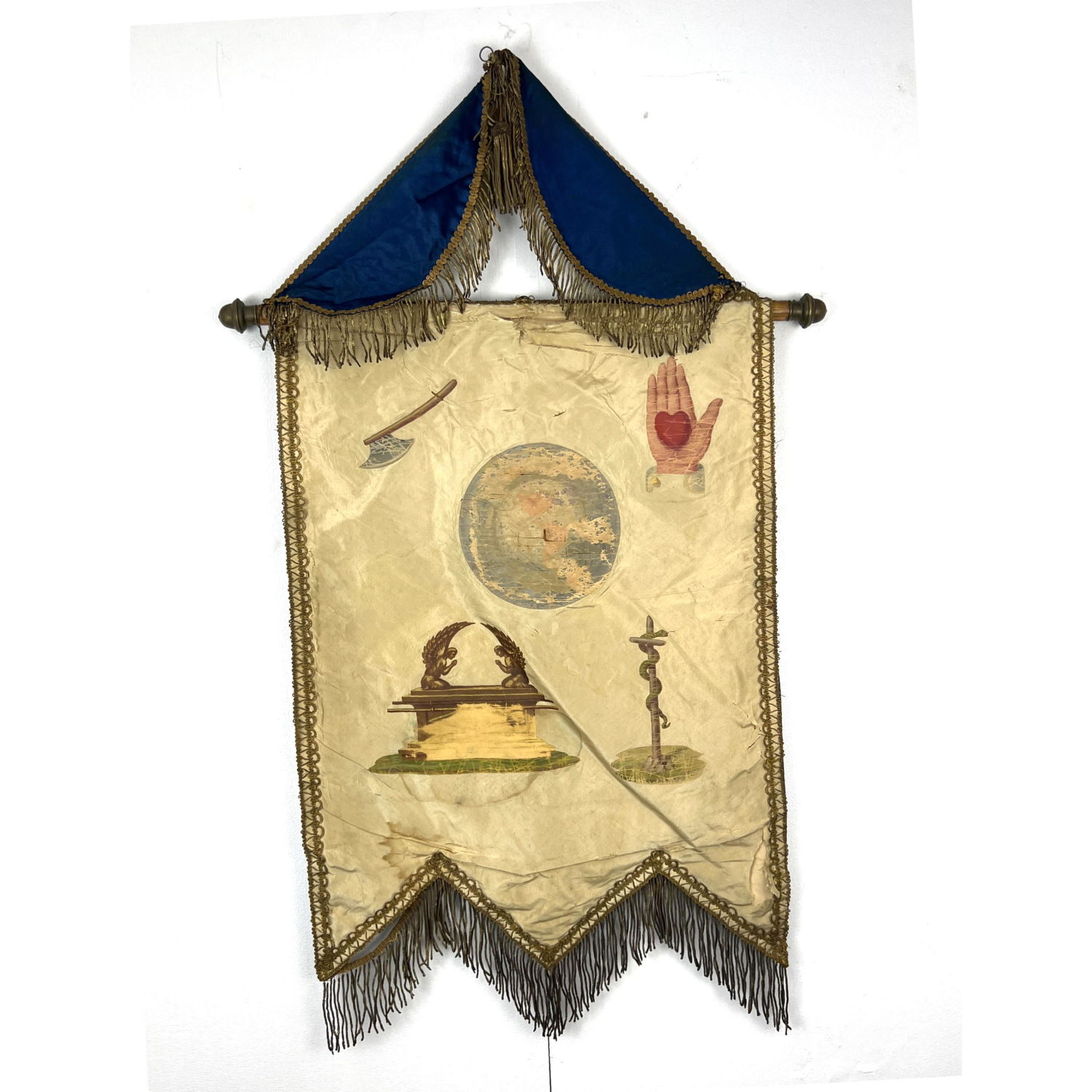 Appraisal: Silk Odd Fellows Eden lodge banner with Heart and hand