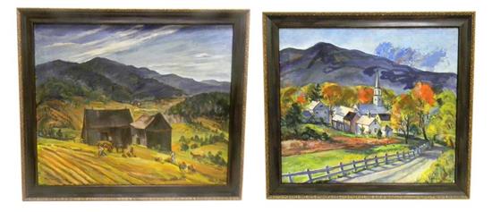 Appraisal: Marion Huse American - two large framed countryside scenes Church