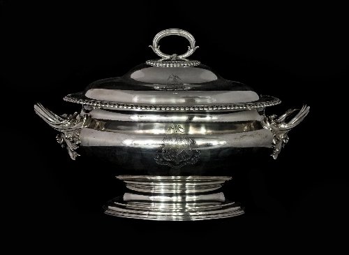 Appraisal: A Victorian silver soup tureen Frederick Elkington Birmingham the domed