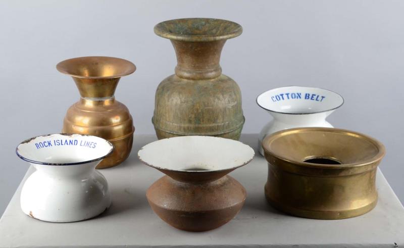 Appraisal: Lot of Spittoons Six spittoons four of which are brass