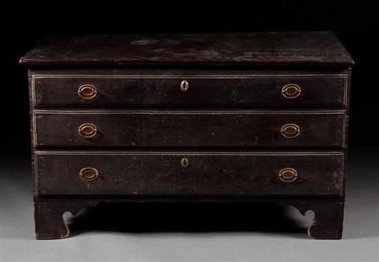 Appraisal: Chippendale style stained pine blanket chest th century three molded