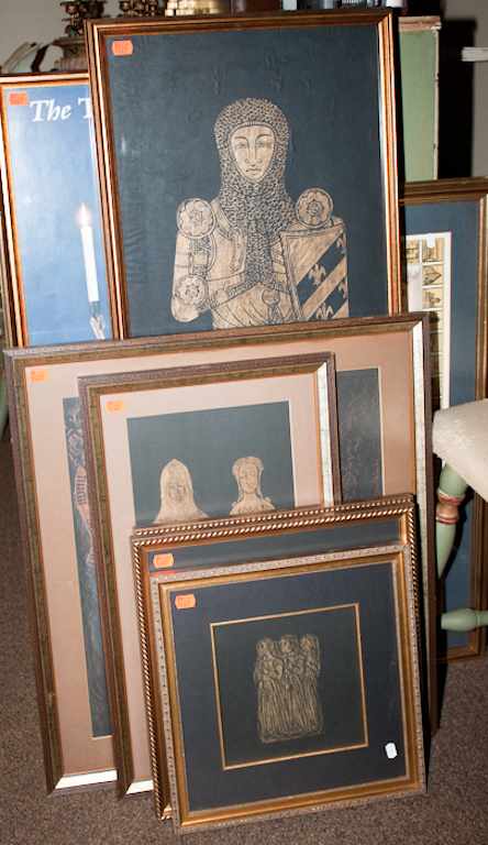 Appraisal: Set of six assorted English medieval rubbings each framed framed