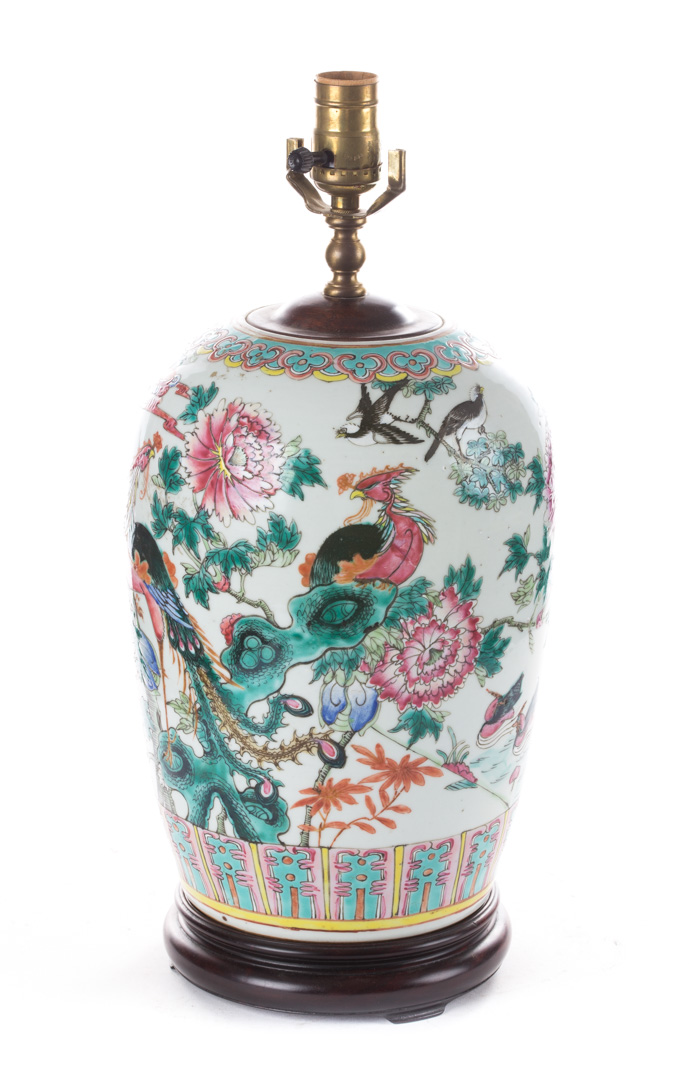 Appraisal: Chinese Export Famille Rose jar lamp second half- th century