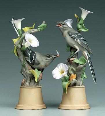 Appraisal: Pair Boehm mockingbirds with morning glories several removable be careful