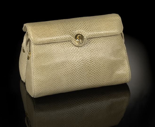 Appraisal: Judith Leiber Butter-Cream Snakeskin Mini-Shoulder Bag fitted with a double