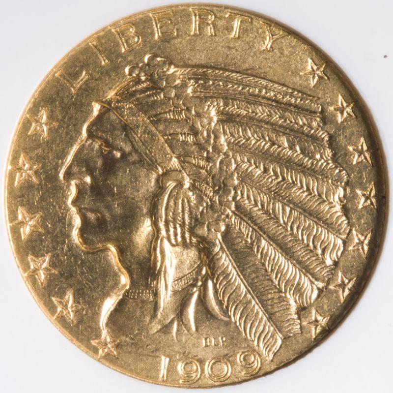 Appraisal: -D Indian Gold Half Eagle NGC MS lustrous