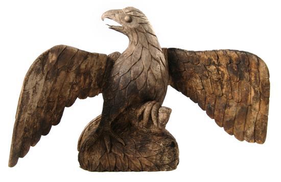 Appraisal: Carved Wood Figure of an Eagle having fitted wings supported