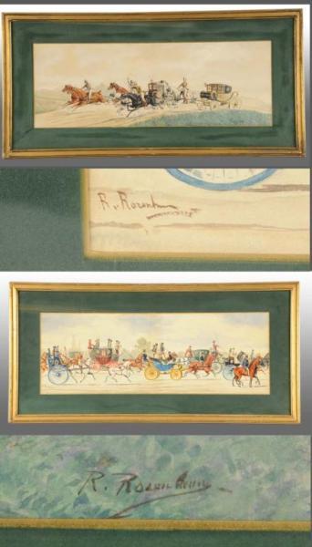 Appraisal: Lot of Watercolor Paintings of Carriage Scenes Description Both depict