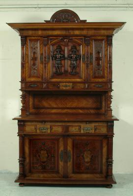 Appraisal: A CONTINENTAL CARVED AND VENEERED RENAISSANCE REVIVAL WALNUT CABINET late