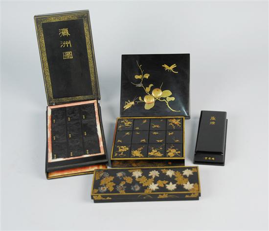 Appraisal: COLLECTION OF FOUR JAPANESE LACQUER WARE BOXED GAMES two boxes