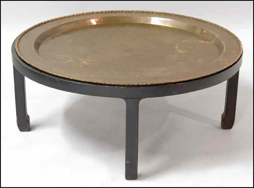 Appraisal: CHINESE BRASS TRAY TABLE H '' x Diameter '' Condition