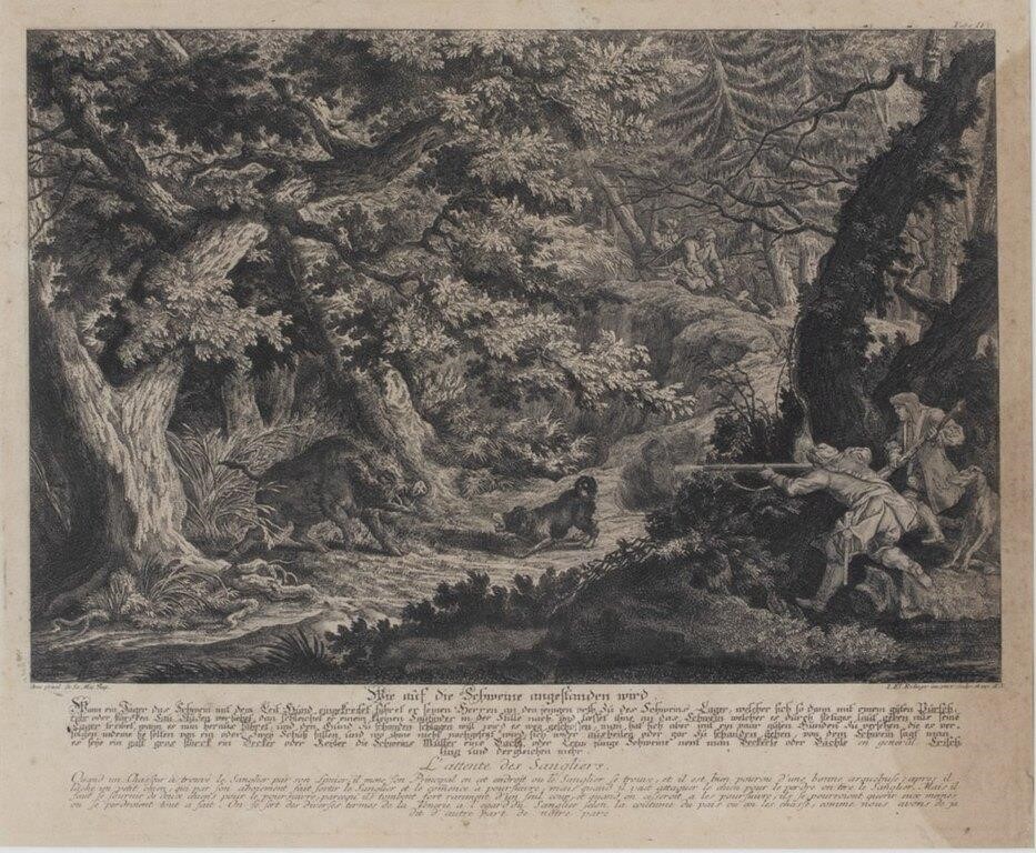 Appraisal: Four Hunting Engravings each engraving by in approx sight two