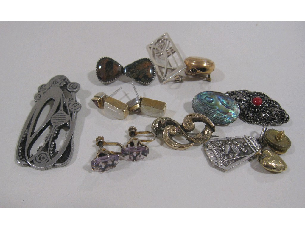 Appraisal: Lot comprising pair of silver gilt and opalescent stone set