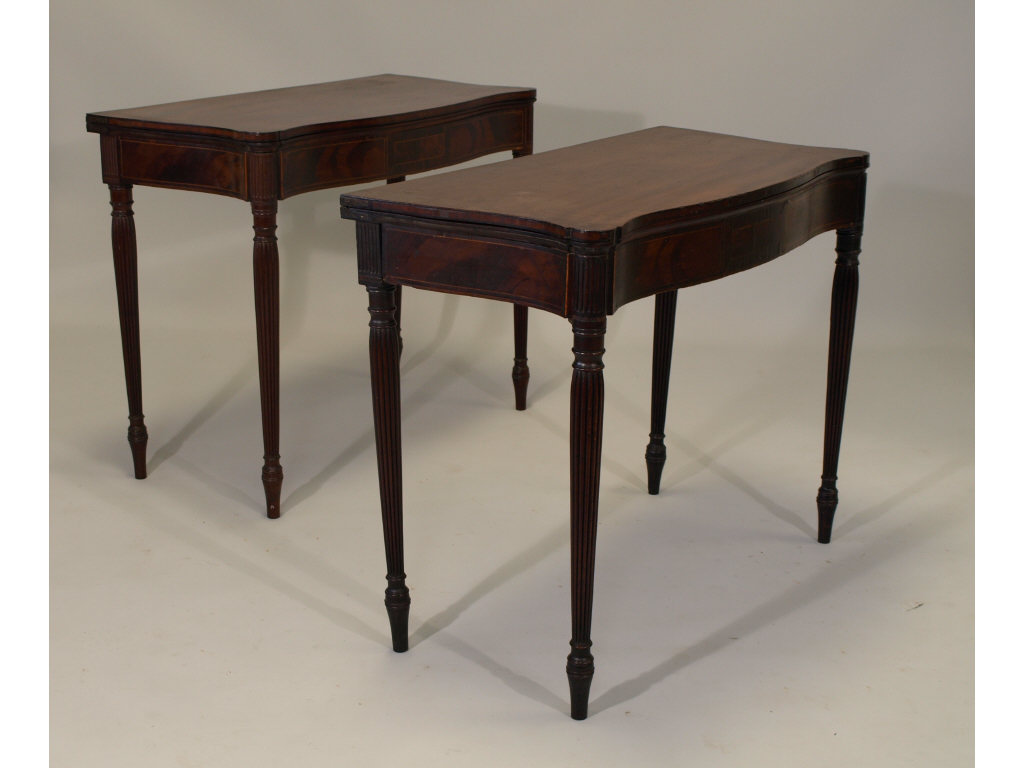 Appraisal: Important Pair of Federal Inlaid Card Tables Boston MA c