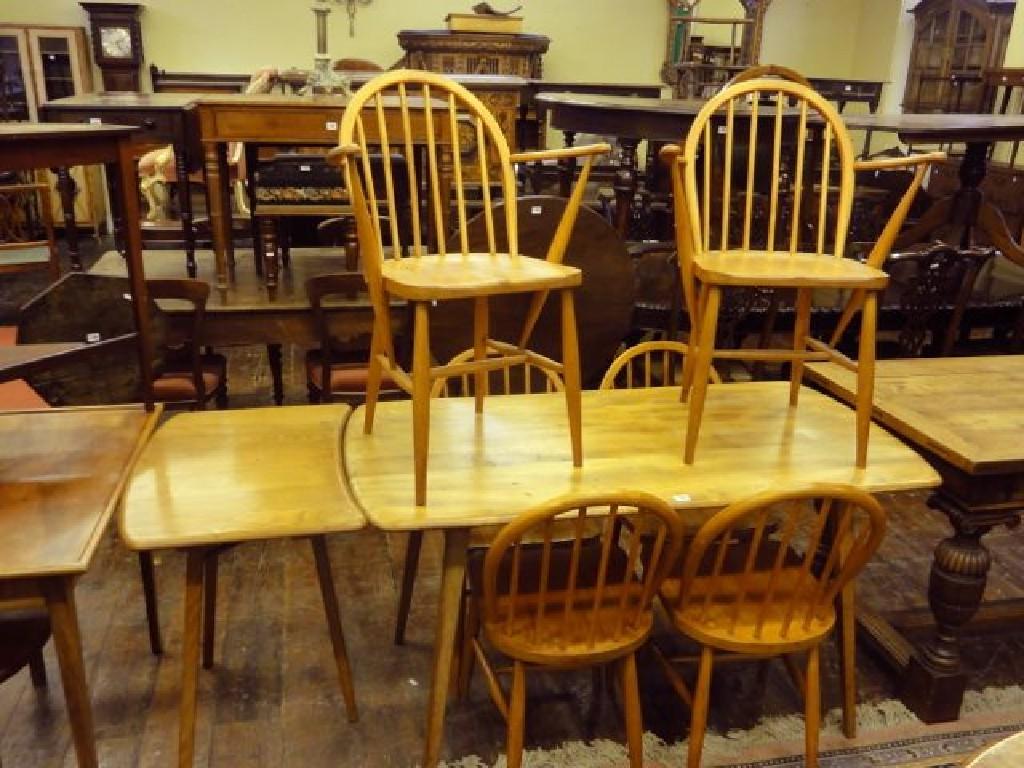 Appraisal: An Ercol light elm and beechwood kitchen table of rectangular