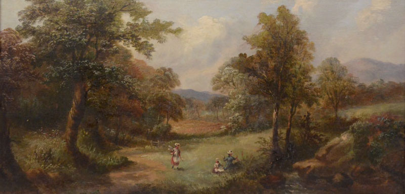 Appraisal: SHROPSHIRE LANDSCAPE PAINTING SIGNED LEADER POSSIBLY BY BENJAMIN LEADER ''Scene