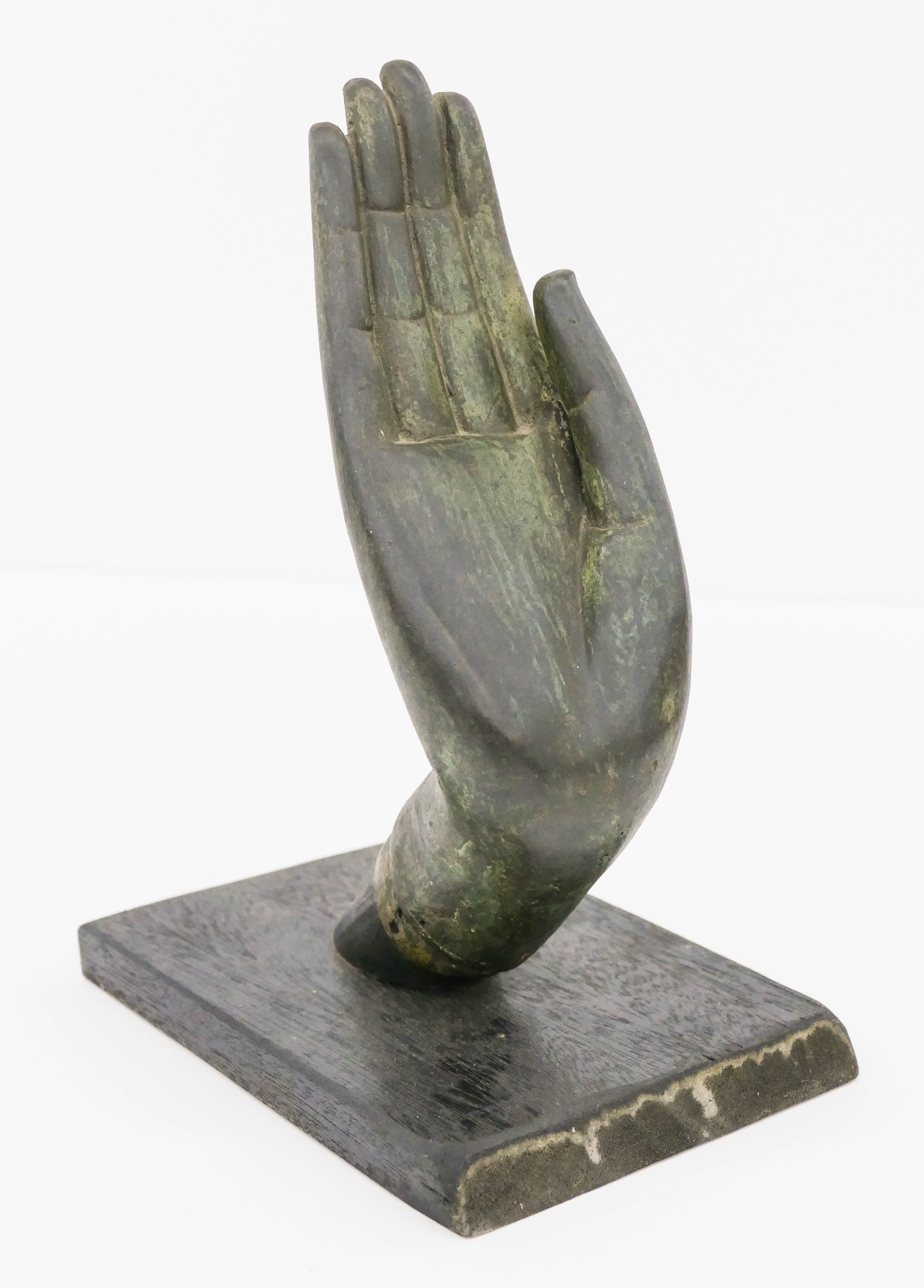 Appraisal: Old Thai Bronze Buddha Hand on Stand '' A dark