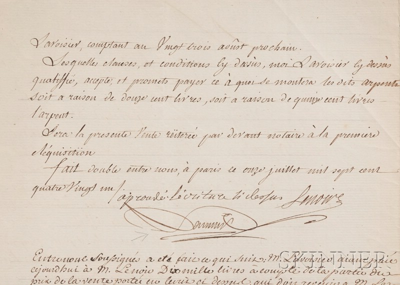 Appraisal: Lavoisier Antoine Laurent - Manuscript document signed July two pages