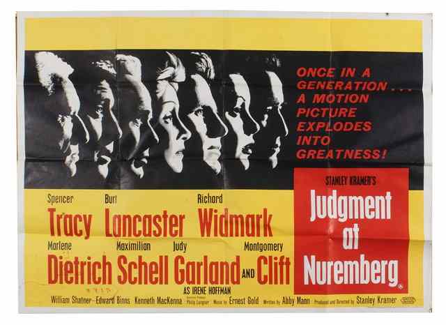 Appraisal: JUDGEMENT AT NURENBERG United Artists drama starring Spencer Tracy British