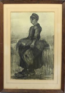 Appraisal: After Jean Francois Millet - Print of a woman Framed