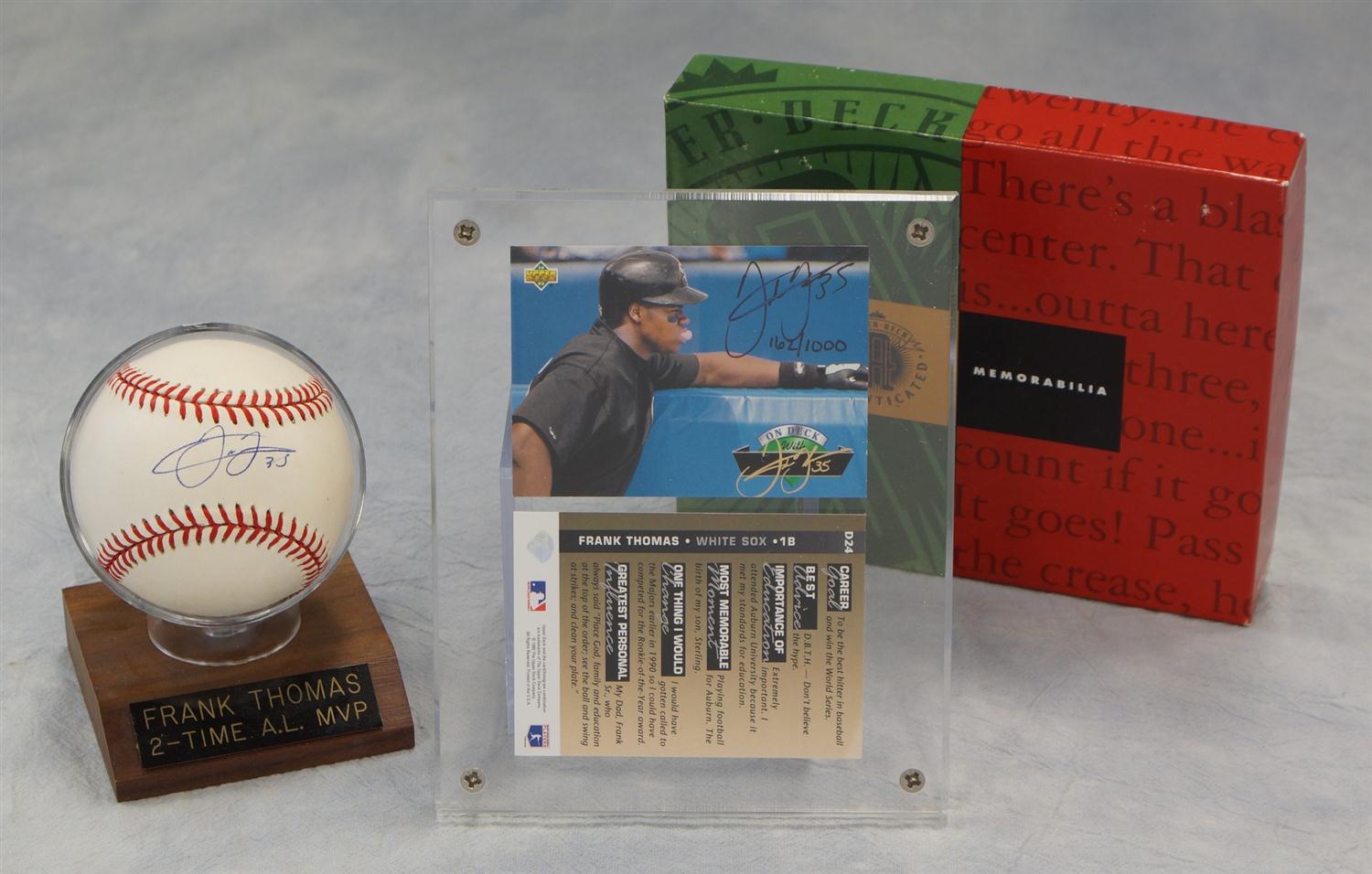 Appraisal: Frank Thomas autographed baseball autographed UDA authenticated card Ken Goldin