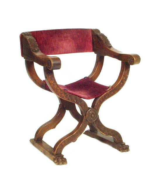 Appraisal: A savonarola style chair late century height in width in