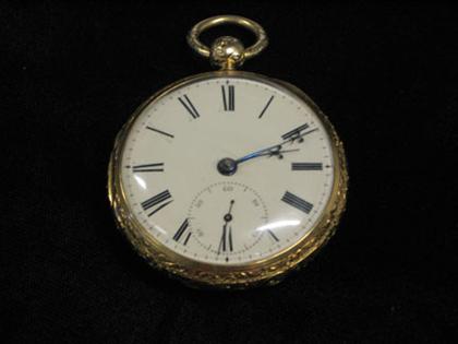 Appraisal: Gentleman's karat yellow gold pocket watch circa Etched karat yellow