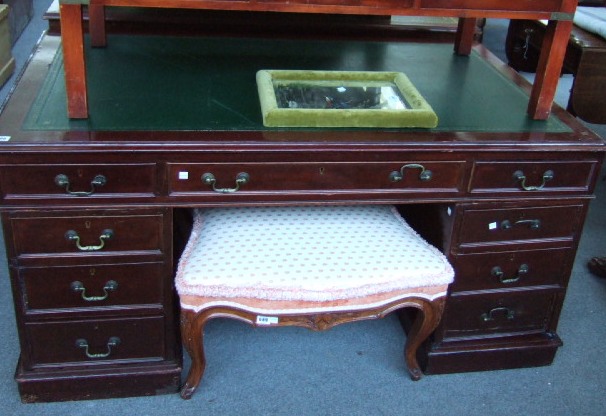 Appraisal: A th century mahogany partners desk the gilt tooled green