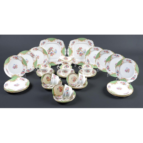 Appraisal: A Paragon bone china apple green ground tea service c